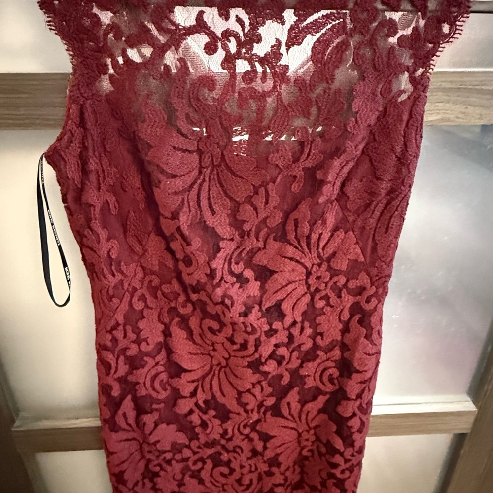 Tadshi Shoji Lace Dress in Deep Red